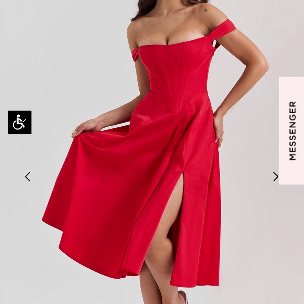 House of CB SAIRA SCARLET MIDI SUNDRESS